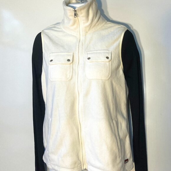 Chaps Sport SZ L Ivory Zip Front Outerwear Vest Poly Fleece warm comfy - Picture 6 of 13